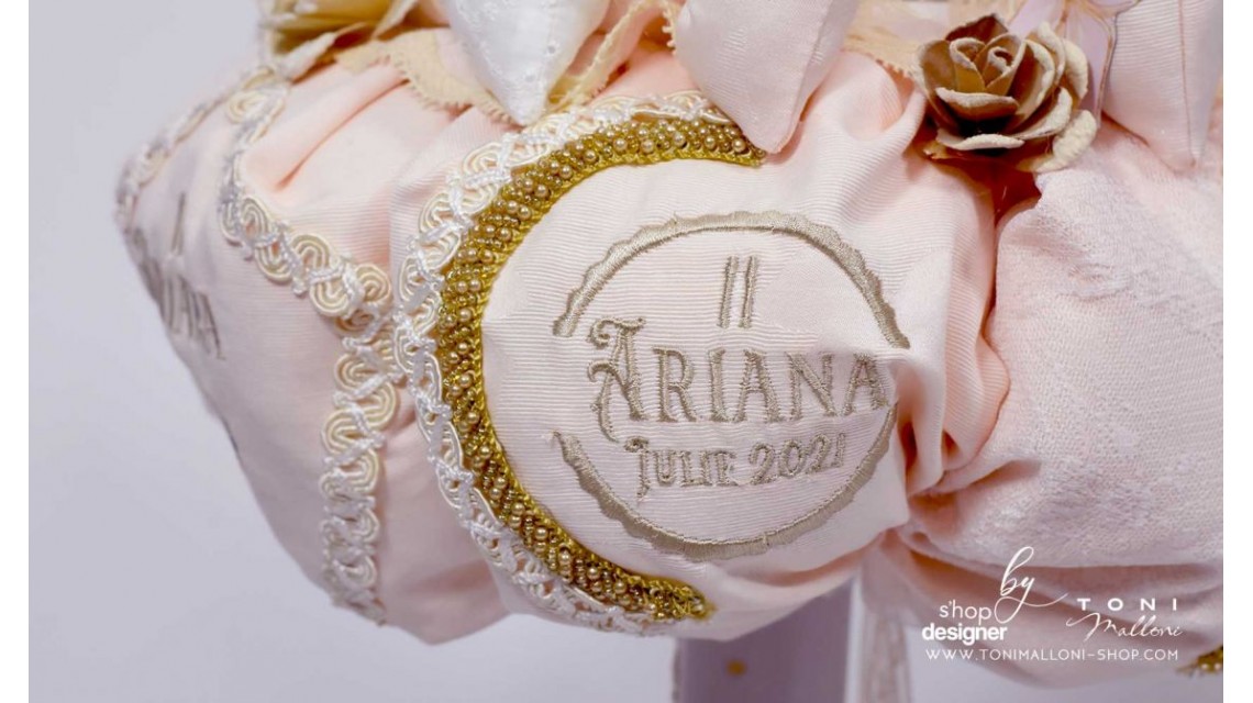 Lumanare botez cu fluturi si broderie personalizata gold 12